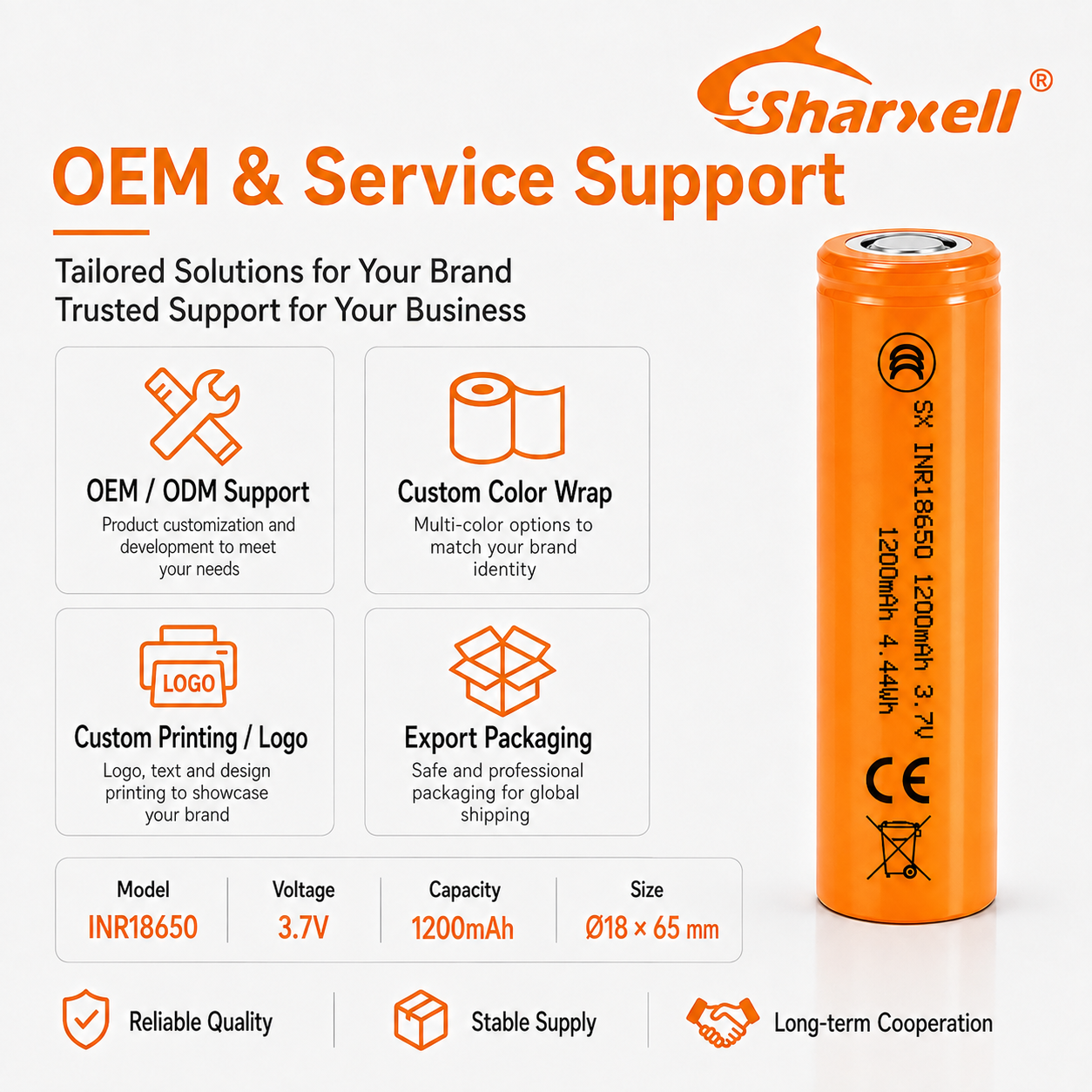 Sharxell 18650 1200mAh standard 3.7V lithium-ion cell