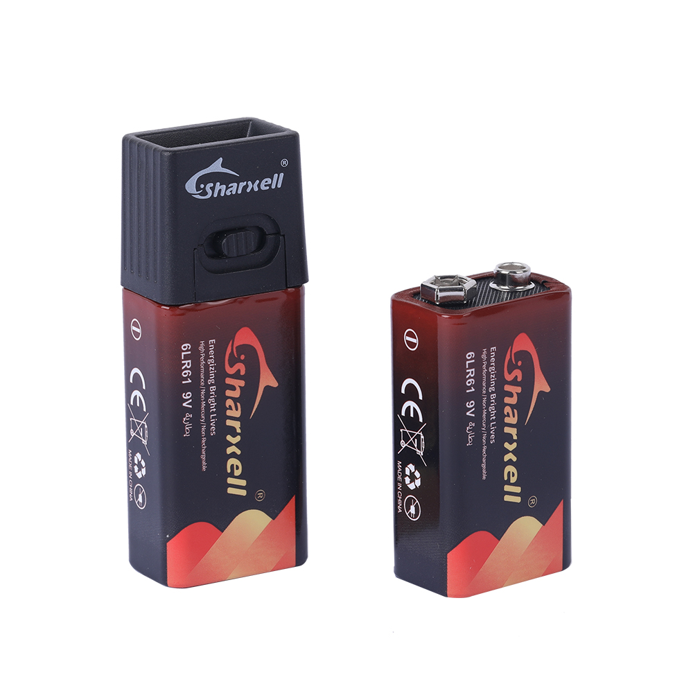 Sharxell 6LR61 9V alkaline batteries with removable LED tester