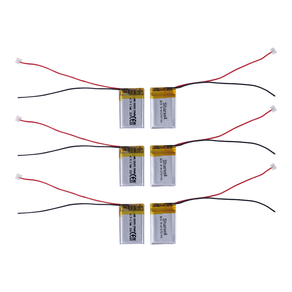 Sharxell 502030 3.7V Li-Polymer pouch batteries on a white background