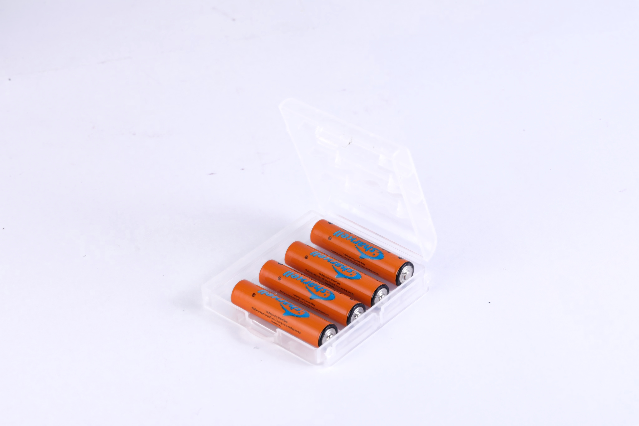 Orange Sharxell AA USB-C rechargeable lithium batteries in plastic box packaging