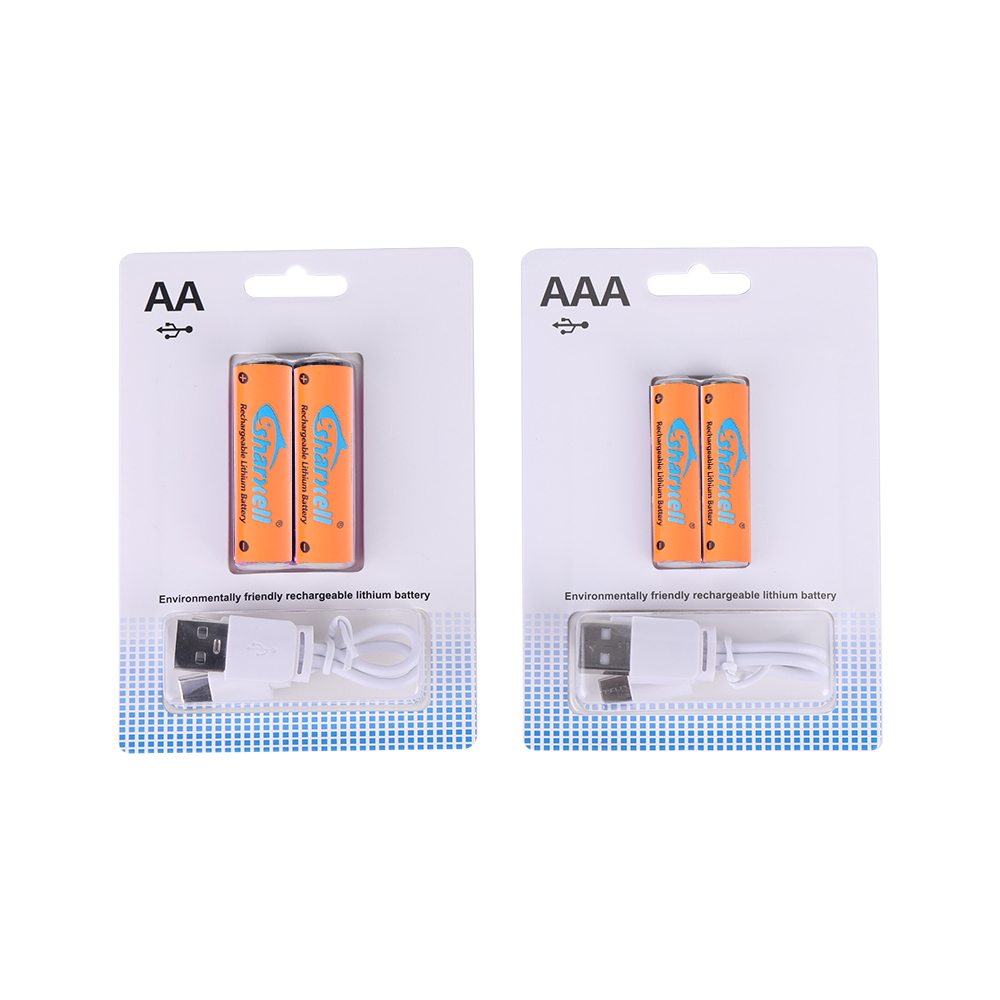 Orange Sharxell AA USB-C rechargeable lithium batteries in card packaging