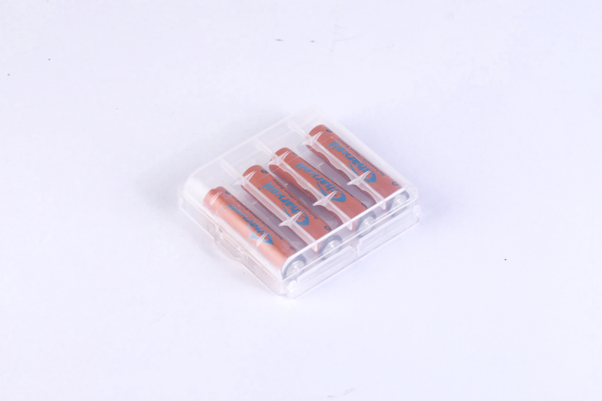 Orange Sharxell AAA USB-C rechargeable lithium batteries in plastic box packaging