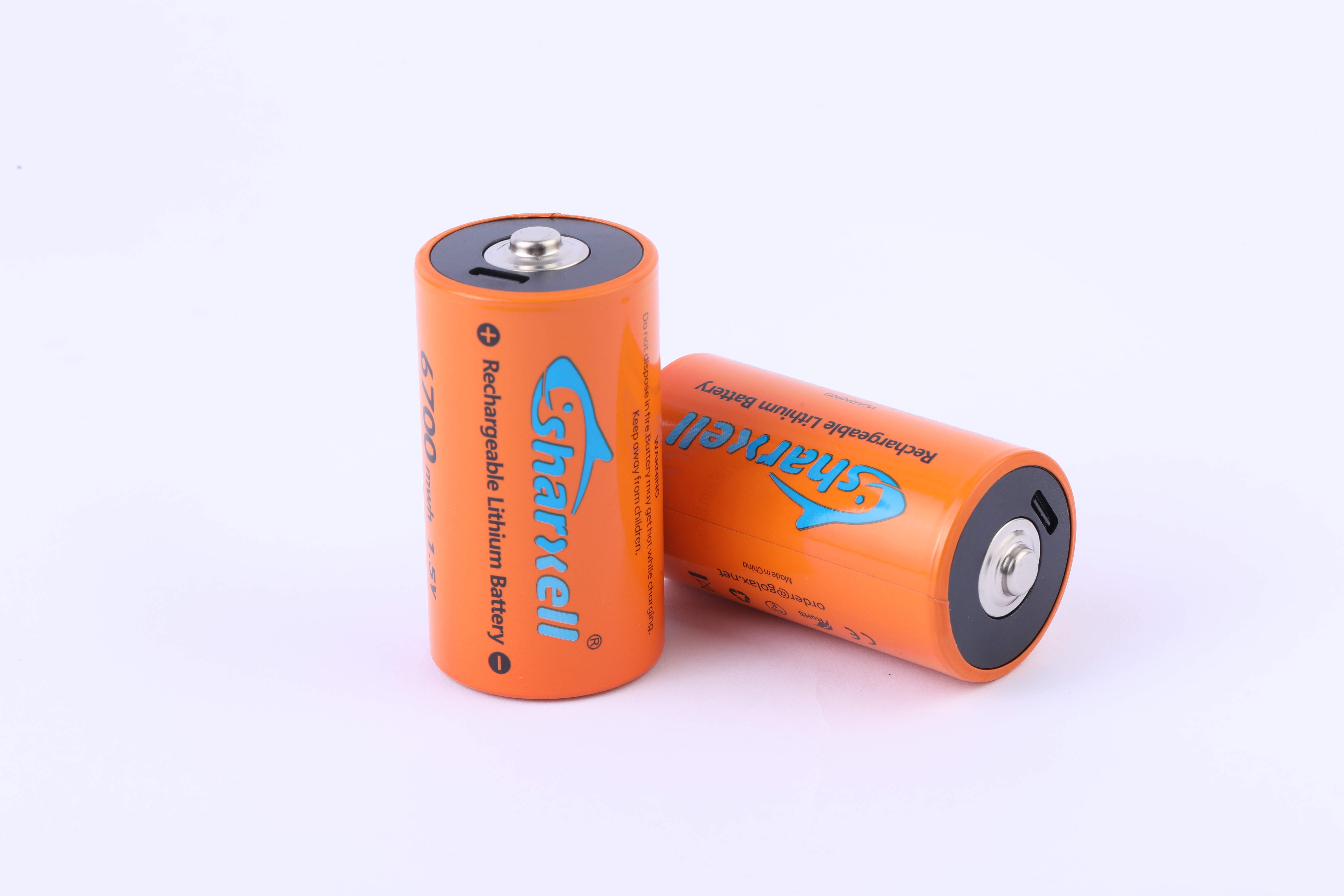 Orange Sharxell D 1.5V 6700mWh USB-C rechargeable lithium battery